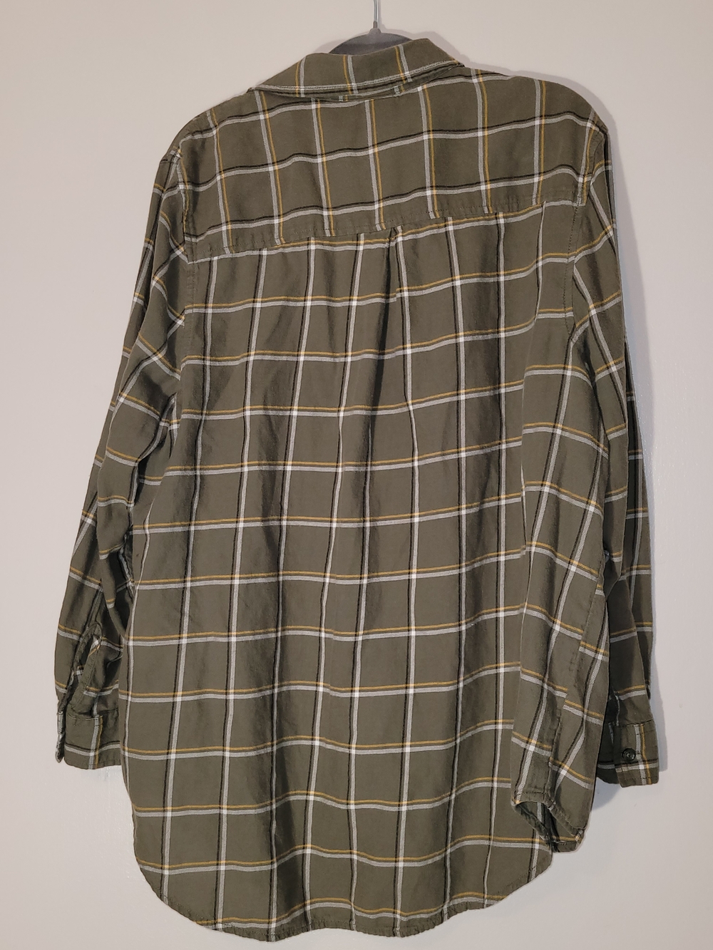 Terra & Sky Olive Green Plaid Button-Down Shirt with Floral Embroidery - Picture 4 of 4